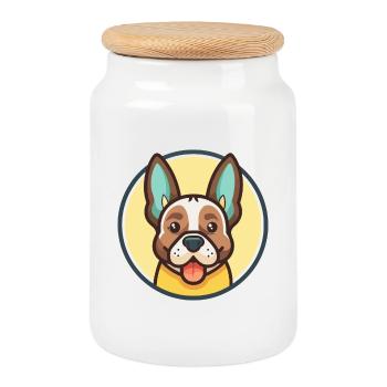 Braque Auvergne Chien Race Dessin animé Kawaii Clipart - Boîte à biscuits avec couvercle en bois - blanc - Devant