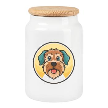 Briquet Griffon Vendéen Chien Race Dessin Animé Kawaii - Boîte à biscuits avec couvercle en bois - blanc - Devant