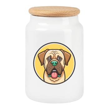 Belgische Dogge Hund Rasse Cartoon Kawaii Clipart - Keksdose mit Holzdeckel - Weiß - Vorne