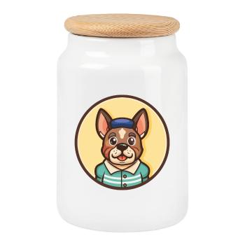Braque Saint Germain Chien Race Dessin Animé Kawaii Pet - Boîte à biscuits avec couvercle en bois - blanc - Devant