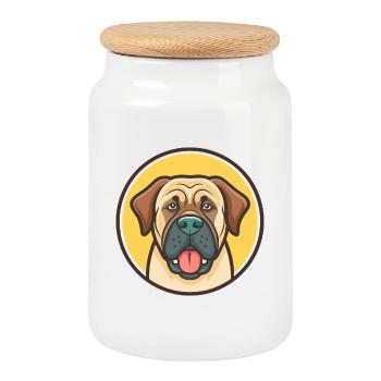 Brasilianische Dogge Hund Rasse Cartoon Kawaii Clipart - Keksdose mit Holzdeckel - Weiß - Vorne