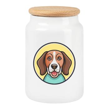 Briquet De Provence Hunderasse Lustige Karikatur Kawaii - Keksdose mit Holzdeckel - Weiß - Vorne
