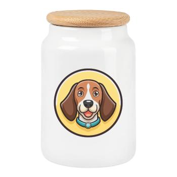 Bruno Jura Hound Hund Rasse Cartoon Kawaii Clipart - Keksdose mit Holzdeckel - Weiß - Vorne