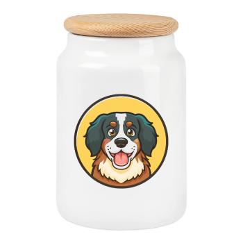 Berner Laufhund Hunderasse Cartoon Kawaii Clipart - Keksdose mit Holzdeckel - Weiß - Vorne