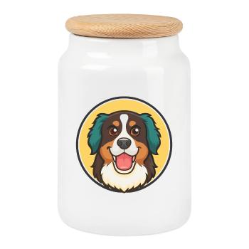 Bouvier Bernois Race Dessin animé Kawaii Clipart - Boîte à biscuits avec couvercle en bois - blanc - Devant