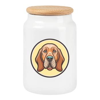 Bloodhound Hunderasse Cartoon Kawaii Clipart Tier - Keksdose mit Holzdeckel - Weiß - Vorne
