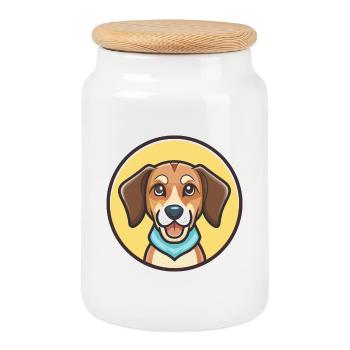 Kanarischer Warren Hound Hunderasse Cartoon Kawaii Haustier - Keksdose mit Holzdeckel - Weiß - Vorne