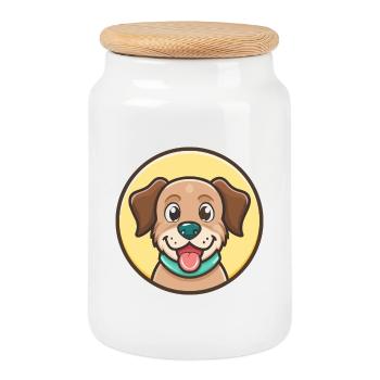 Cane Paratore Dog Breed Cartoon Kawaii Clipart Pet - Cookie Jar with Wooden Lid - white - Front