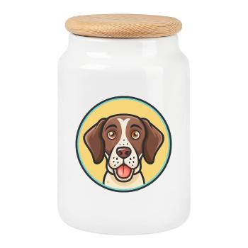 Burgos Pointer Hunderasse Cartoon Kawaii Clipart - Keksdose mit Holzdeckel - Weiß - Vorne