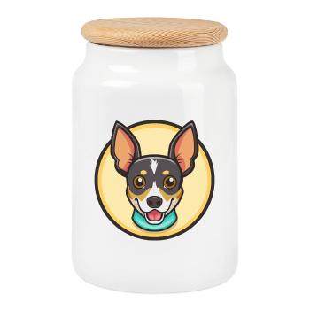 Decker Rat Terrier Hunderasse Cartoon Kawaii - Keksdose mit Holzdeckel - Weiß - Vorne