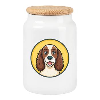 English Springer Spaniel Hunderasse Karikatur Kawaii - Keksdose mit Holzdeckel - Weiß - Vorne