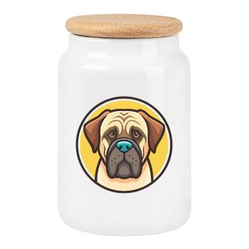 Englische Dogge Hund Rasse Karikatur Kawaii Clipart - Keksdose mit Holzdeckel - Weiß - Vorne