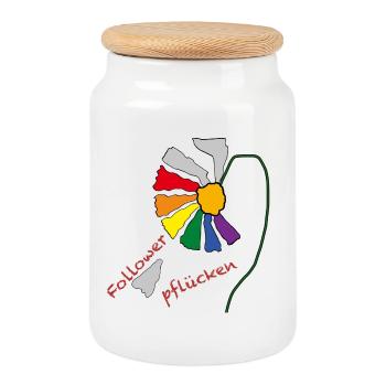 Blume der Liebe - Keksdose mit Holzdeckel - Weiß - Vorne