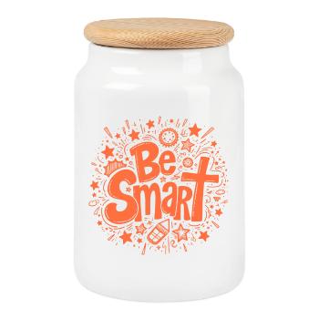 Soyez intelligent : l’art du doodle motivant - Boîte à biscuits avec couvercle en bois - blanc - Devant