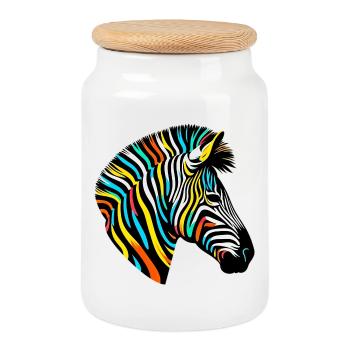 Zèbre - Boîte à biscuits avec couvercle en bois - blanc - Devant