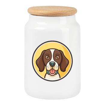 Friesische Vorstehhunderasse Cartoon Kawaii Clipart - Keksdose mit Holzdeckel - Weiß - Vorne