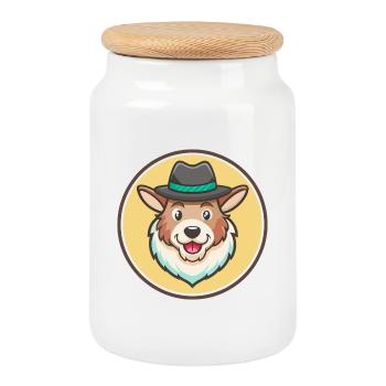 Gaucho chien de berger chien race dessin animé Kawaii Clipart - Boîte à biscuits avec couvercle en bois - blanc - Devant