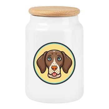 Braque allemand à poil court chien race dessin animé drôle - Boîte à biscuits avec couvercle en bois - blanc - Devant