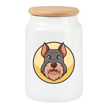 Riesenschnauzer Hunderasse Cartoon Kawaii Clipart - Keksdose mit Holzdeckel - Weiß - Vorne