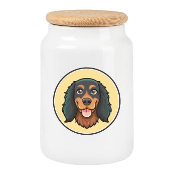Gordon Setter Hund Rasse Karikatur Kawaii Clipart Haustier - Keksdose mit Holzdeckel - Weiß - Vorne