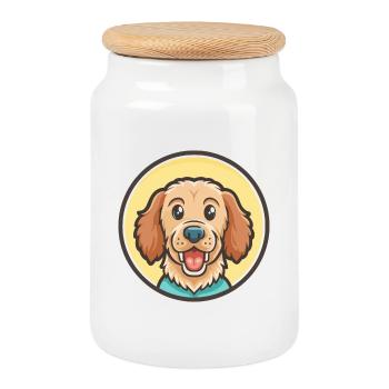 Grand Fauve De Bretagne Dog Breed Cartoon Kawaii - Cookie Jar with Wooden Lid - white - Front