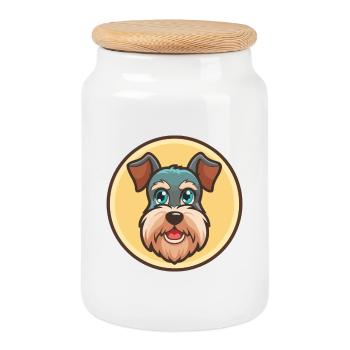 Mittelschnauze Hunderasse Cartoon Kawaii Clipart - Keksdose mit Holzdeckel - Weiß - Vorne
