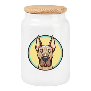 Deutsche Dogge Hunderasse Cartoon Kawaii Clipart Tier - Keksdose mit Holzdeckel - Weiß - Vorne