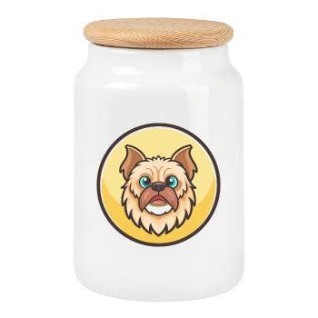 Griffon Nivernais Hunderasse Cartoon Kawaii Clipart - Keksdose mit Holzdeckel - Weiß - Vorne