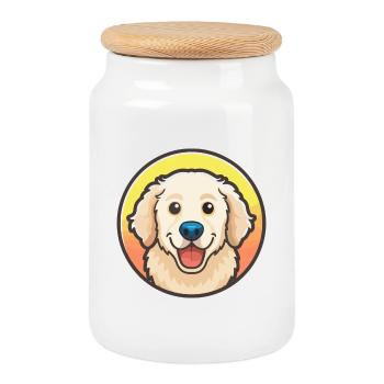 Kuvasz Ungarische Hunderasse Cartoon Kawaii Clipart - Keksdose mit Holzdeckel - Weiß - Vorne