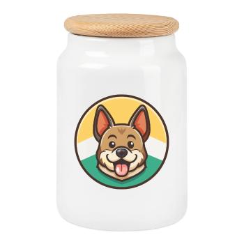 Magyar Agar Hunderasse Lustige Karikatur Kawaii Clipart - Keksdose mit Holzdeckel - Weiß - Vorne