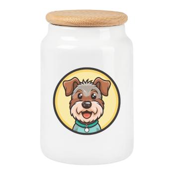 Lucas Terrier Hund Rasse Cartoon Kawaii Clipart Haustier - Keksdose mit Holzdeckel - Weiß - Vorne