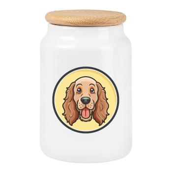 Irish Setter Dog Breed Cartoon Kawaii Clipart Pet - Cookie Jar with Wooden Lid - white - Front