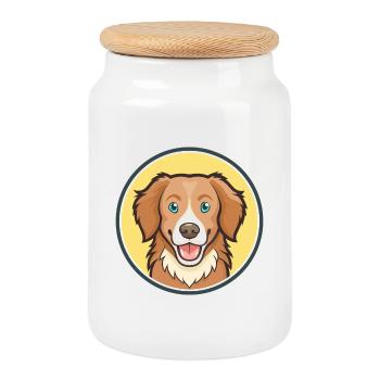 Nova Scotia Duck Tolling Retriever Dog Cartoon Pet - Cookie Jar with Wooden Lid - white - Front