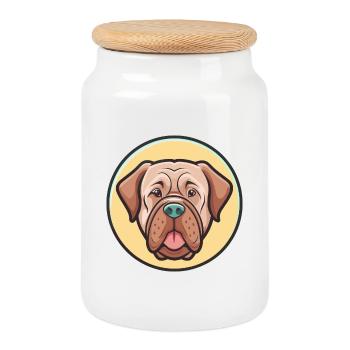 Dogue napolitain Chien race dessin animé Kawaii - Boîte à biscuits avec couvercle en bois - blanc - Devant