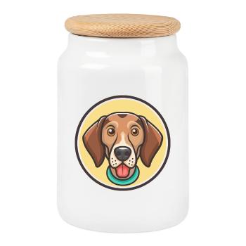 Plott Hound Chien Race Drôle Dessin animé Kawaii Clipart - Boîte à biscuits avec couvercle en bois - blanc - Devant