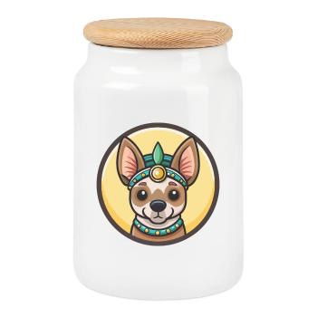 Péruvien Inca Orchidée Chien Race Dessin Animé Kawaii Pet - Boîte à biscuits avec couvercle en bois - blanc - Devant