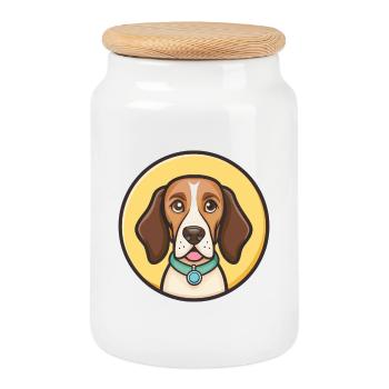 Polnischer Bracke Hunderasse Cartoon Kawaii Clipart Haustier - Keksdose mit Holzdeckel - Weiß - Vorne