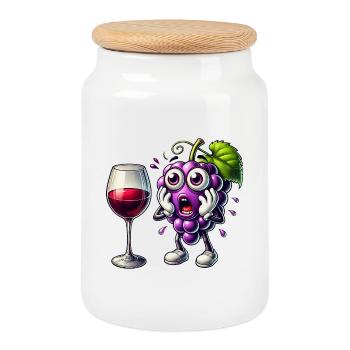 Motif amusant de raisin de cuve - Boîte à biscuits avec couvercle en bois - blanc - Devant