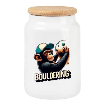 Bouldern Schimpanse Klettern Geschenk - Keksdose mit Holzdeckel - Weiß - Vorne