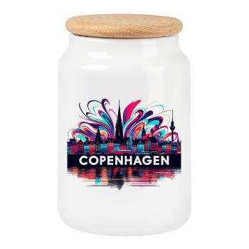 Copenhague Capitale Danemark Cadeau - Boîte à biscuits avec couvercle en bois - blanc - Devant
