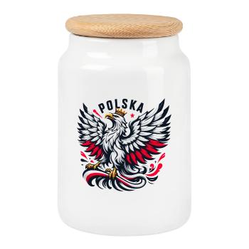 Polen Polska polnisch rot weiß Adler Krone Geschen - Keksdose mit Holzdeckel - Weiß - Vorne