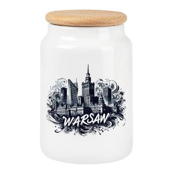Varsovie Capitale Pologne Cadeau - Boîte à biscuits avec couvercle en bois - blanc - Devant
