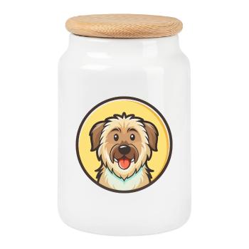 Pyrenäen-Schäferhund-Rasse-Cartoon Kawaii Clipart - Keksdose mit Holzdeckel - Weiß - Vorne