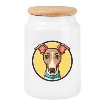 Rampur Windhund Hunderasse Cartoon Kawaii Clipart - Keksdose mit Holzdeckel - Weiß - Vorne