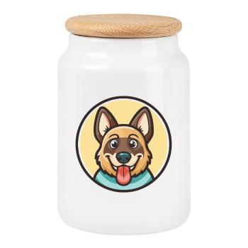 Schweizer Laufhund Race de chien Dessin animé Kawaii - Boîte à biscuits avec couvercle en bois - blanc - Devant