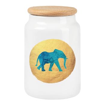 Cercle de Yoga Éléphant Luxe Yogi Inde Méditation om - Boîte à biscuits avec couvercle en bois - blanc - Devant