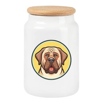 Spanische Dogge Hund Rasse Cartoon Kawaii Clipart - Keksdose mit Holzdeckel - Weiß - Vorne