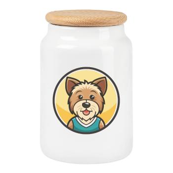 Sportlich Lucas Terrier Hunderasse Cartoon Kawaii - Keksdose mit Holzdeckel - Weiß - Vorne