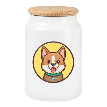 Taiwan Hund Rasse Karikatur Kawaii Clipart Tier Haustier - Keksdose mit Holzdeckel - Weiß - Vorne