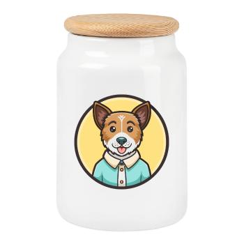 Teddy Roosevelt Terrier Hunderasse Karikatur Kawaii - Keksdose mit Holzdeckel - Weiß - Vorne